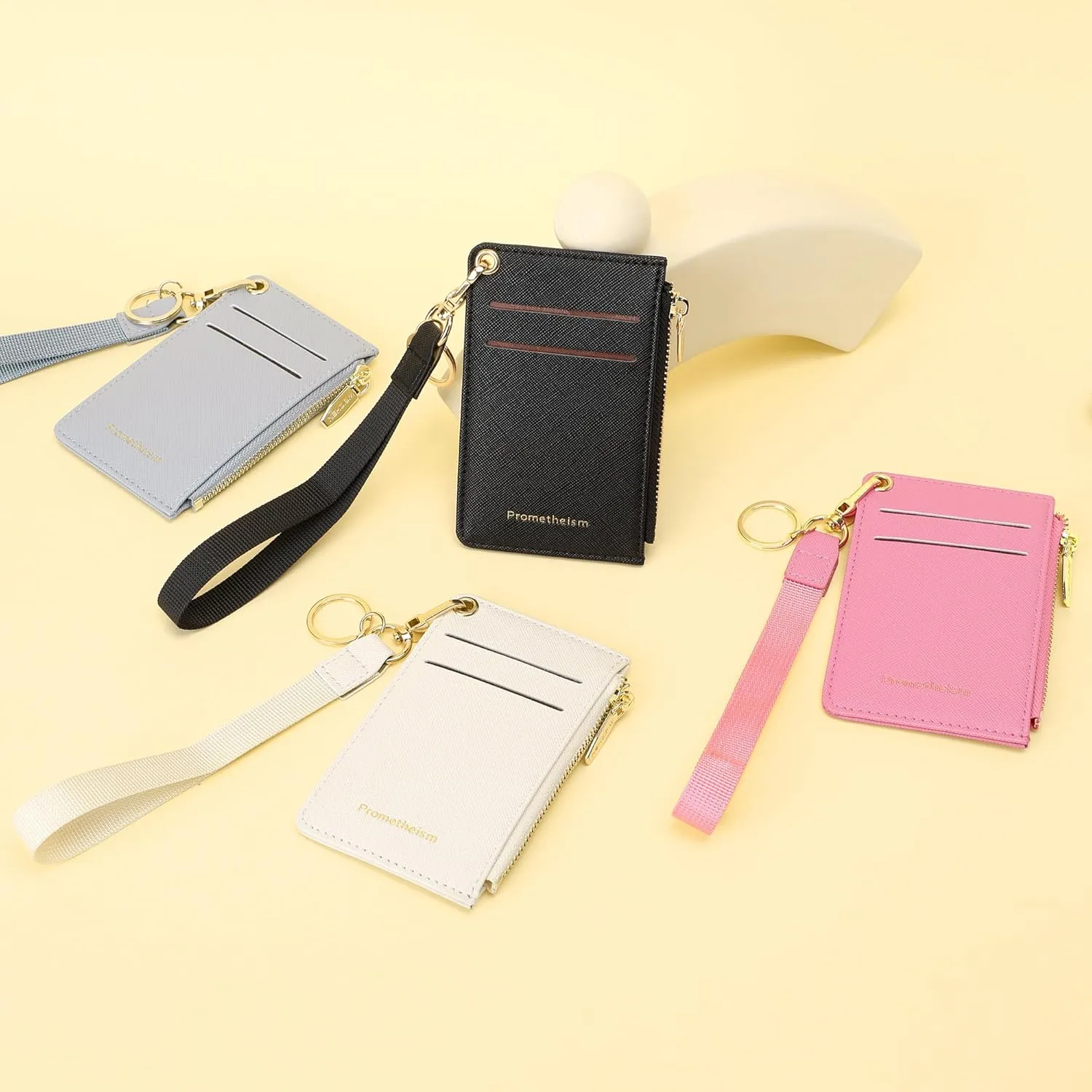 Small Wallets for Women Slim Leather Card Case Holder Wallet Coin Change Purse with Keychain