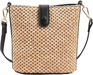 Straw Crossbody Bags Women Summer Woven Bucket Handbag Resort Trendy Shoulder Tote 2025 Beach Purse
