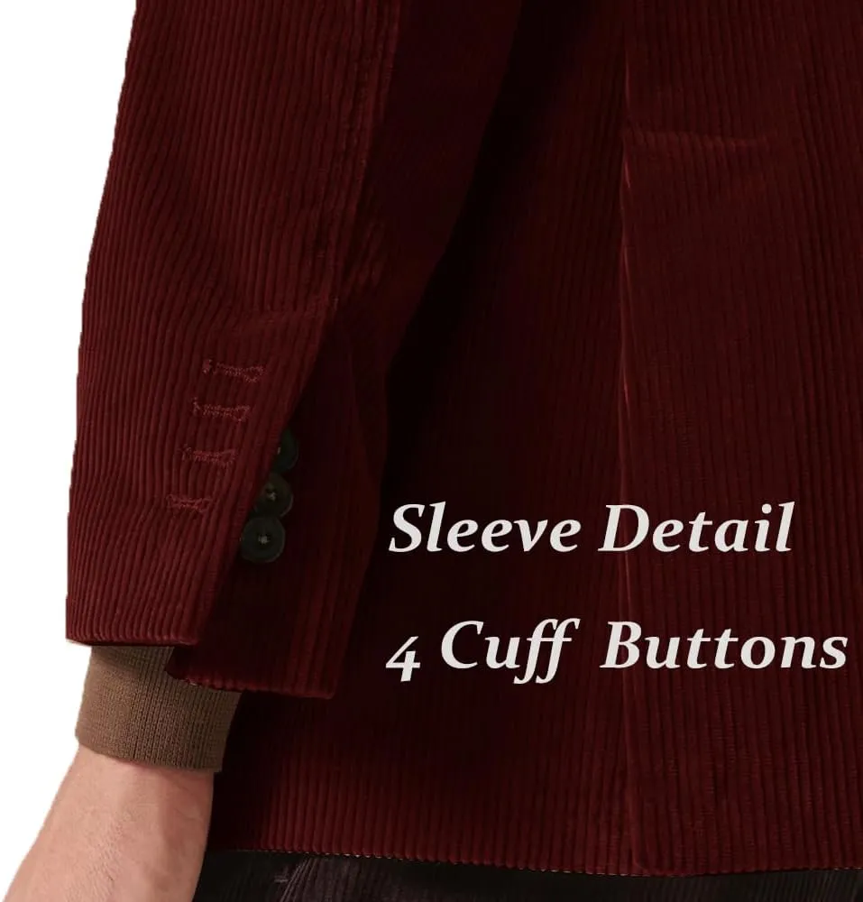 Suit for Men Corduroy Jacket Slim Fit Single Breasted Blazers Mens Sport Coats Tweed Jacket Formal Clothes