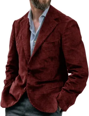 Suit for Men Corduroy Jacket Slim Fit Single Breasted Blazers Mens Sport Coats Tweed Jacket Formal Clothes