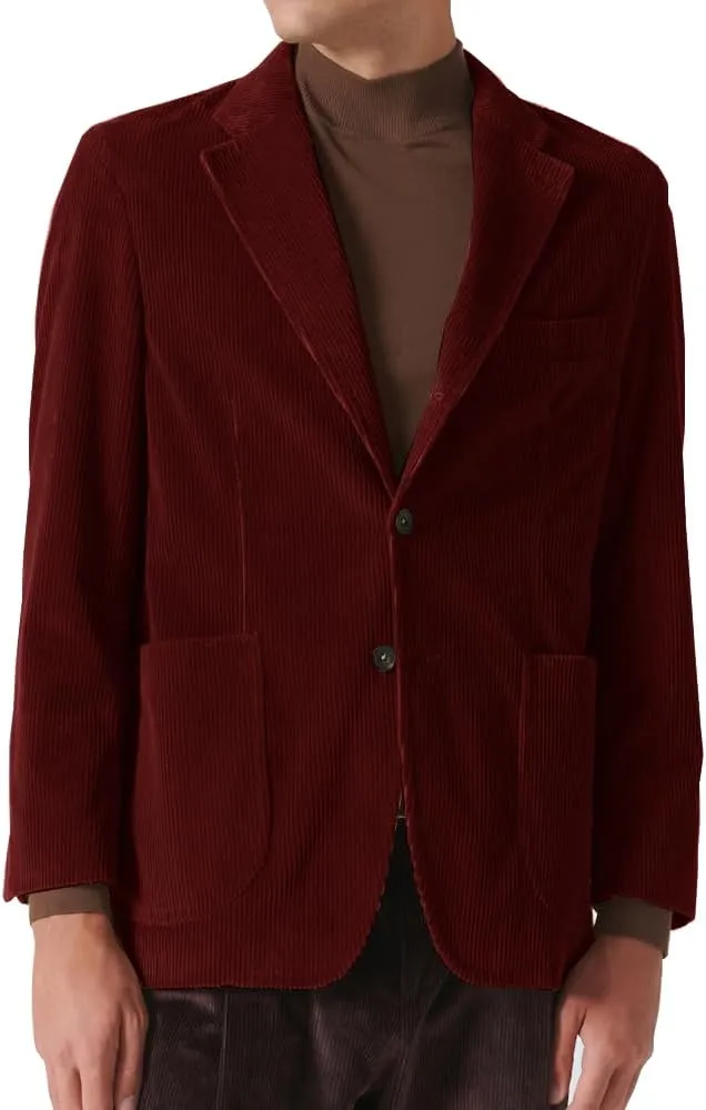 Suit for Men Corduroy Jacket Slim Fit Single Breasted Blazers Mens Sport Coats Tweed Jacket Formal Clothes