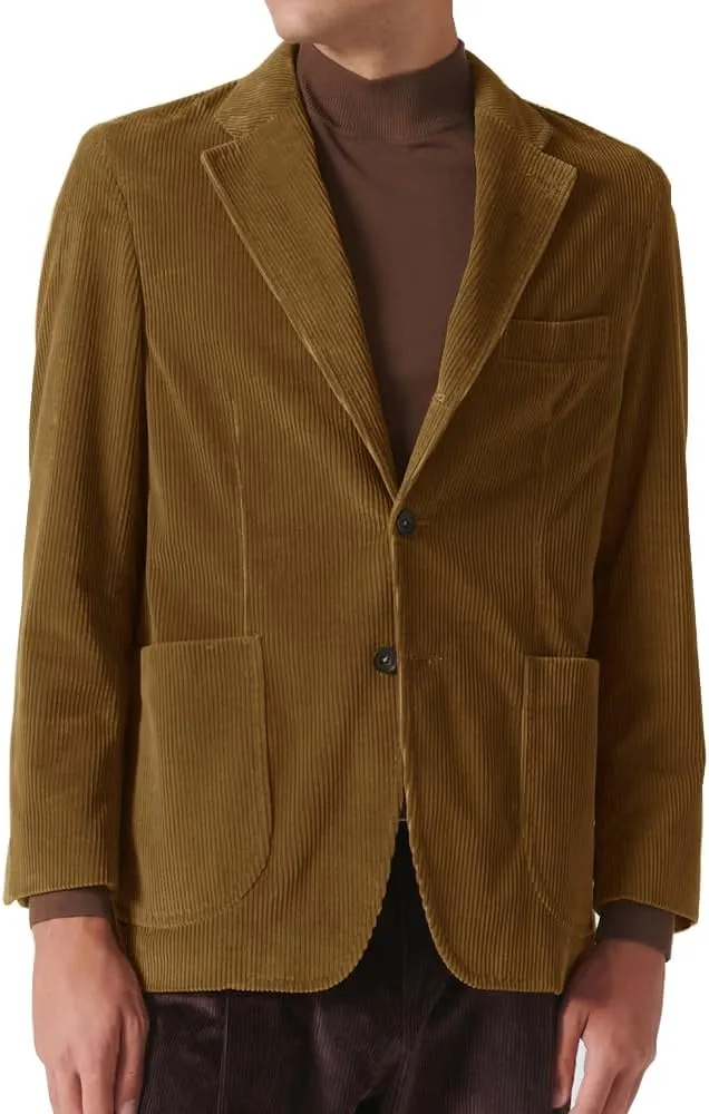 Suit for Men Corduroy Jacket Slim Fit Single Breasted Blazers Mens Sport Coats Tweed Jacket Formal Clothes