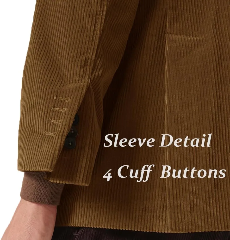 Suit for Men Corduroy Jacket Slim Fit Single Breasted Blazers Mens Sport Coats Tweed Jacket Formal Clothes