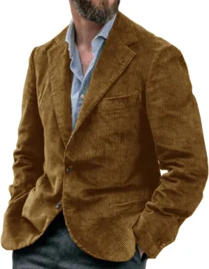 Suit for Men Corduroy Jacket Slim Fit Single Breasted Blazers Mens Sport Coats Tweed Jacket Formal Clothes