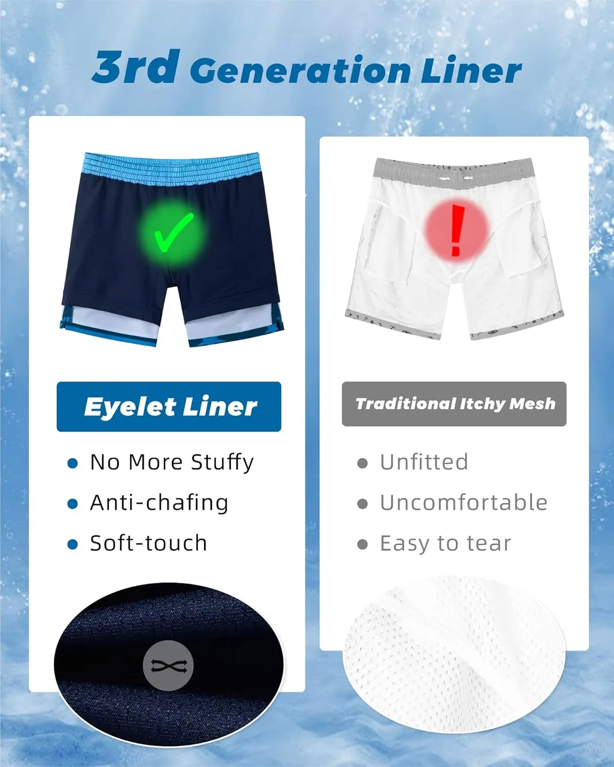 SURF CUZ Mens Swim Trunks with Compression Liner Swim Shorts 7" Swimming Trunks Stretch 7 Inch Swim Suits Quick Dry