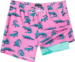 SURF CUZ Mens Swim Trunks with Compression Liner Swimming Trunks 5 Inch Bathing Suit Quick Dry Swim Shorts
