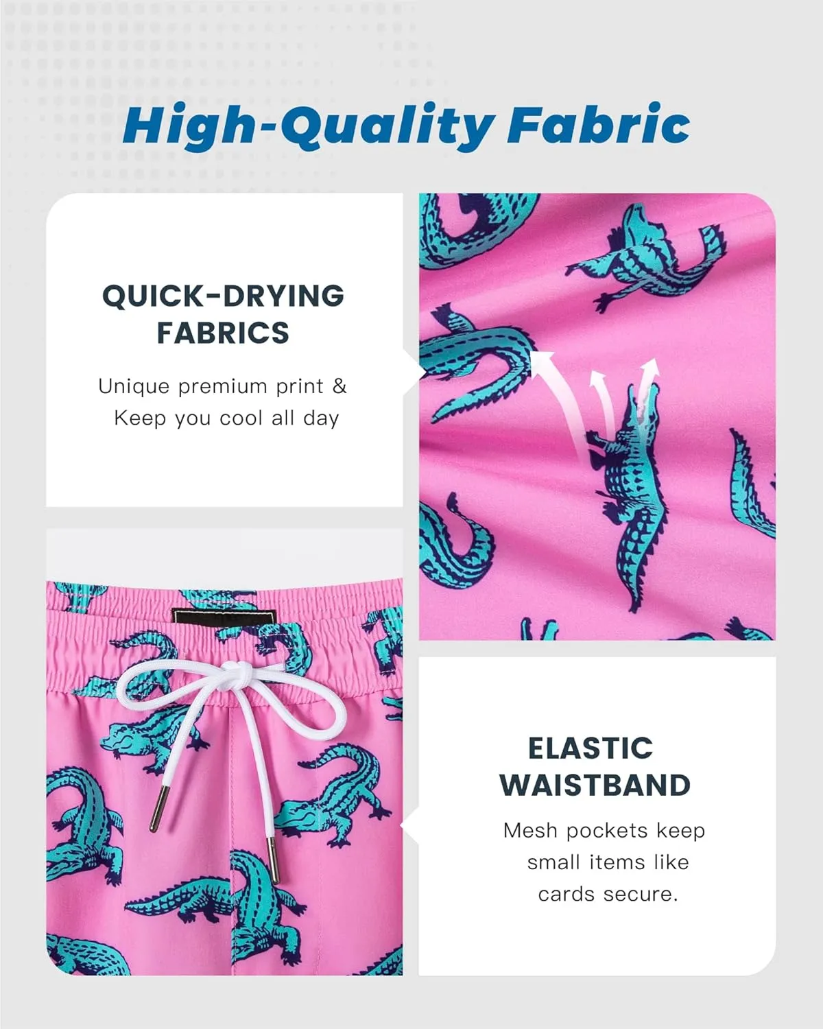 SURF CUZ Mens Swim Trunks with Compression Liner Swimming Trunks 5 Inch Bathing Suit Quick Dry Swim Shorts