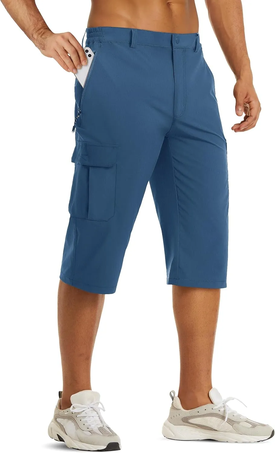 TACVASEN Men's Capri Pants Cargo Long Shorts Quick Dry Lightweight 3/4 Pants Below Knee Summer Hiking Work