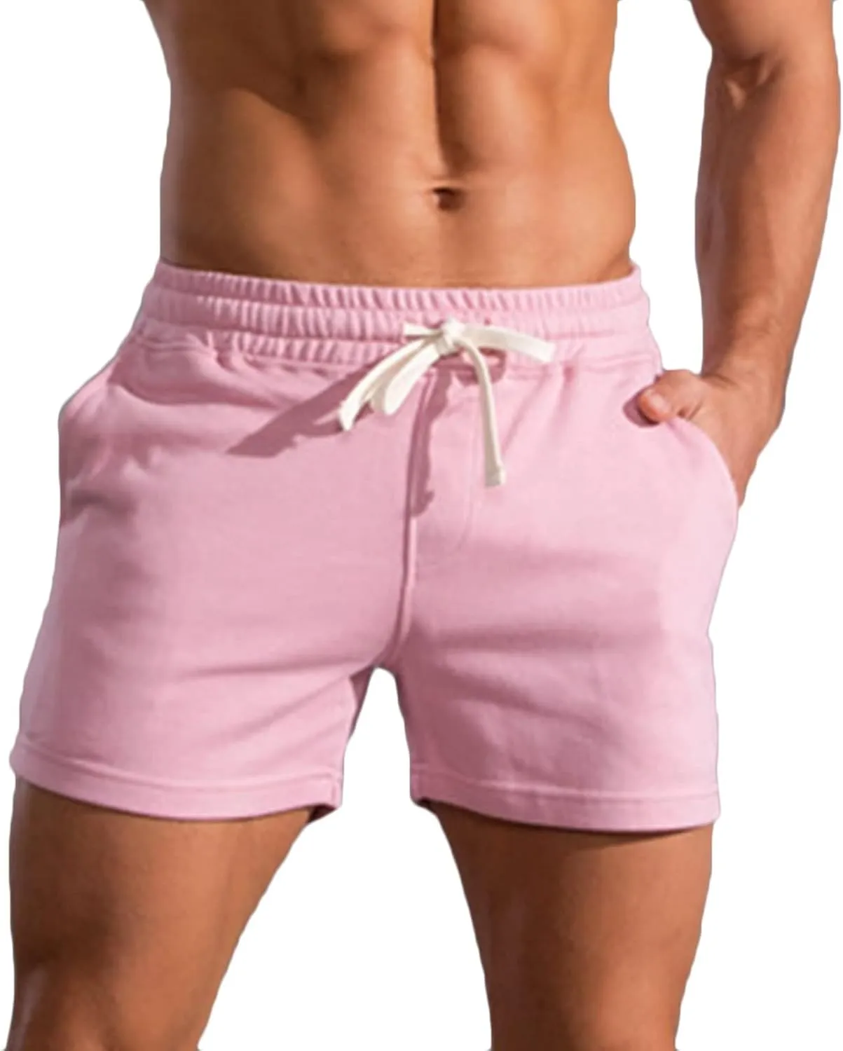 Thatrich Men's 3" Shorts Workout Running Short Lightweight Cotton Trunks Slim Fit Casual Summer Beach Outfits SweatShorts