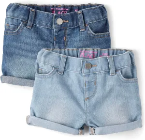 The Children's Place Baby Girls' and Toddler Jean Midi Shorts, Lily Wash