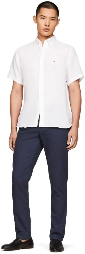 Tommy Hilfiger Men's Short Sleeve Casual Linen Button Down Shirts in Regular Fit