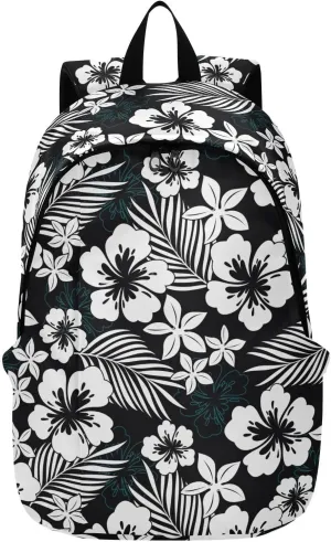 Travel Backpack Large Capacity Lightweight Black Hibiscus Flower Kids School Bag Backpack Backpack Minimalist Style with Prints Laptop Backpack with Compartment