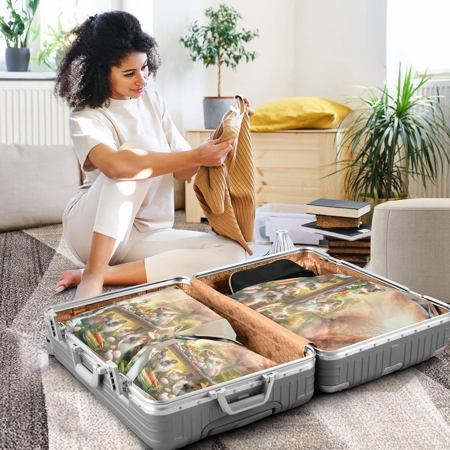 Travel Packing Bags Bunnies Easter Party 3 Set Packing Cubes Luggage Packing Organizers