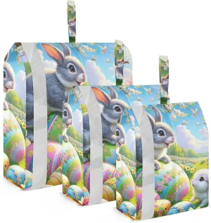Travel Packing Organizers Easter Rabbits and Eggs Decoration 3 Set of Packing Cubes for Suitcases Suitcase Organizer Bags Set for Travel Accessories