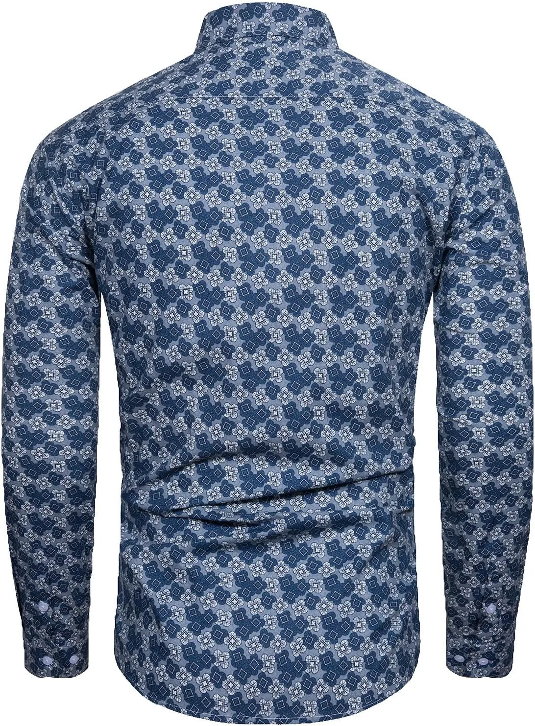 TUNEVUSE Mens Long Sleeve Floral Dress Shirt Flowered Pattern Print Button Down Shirts Cotton