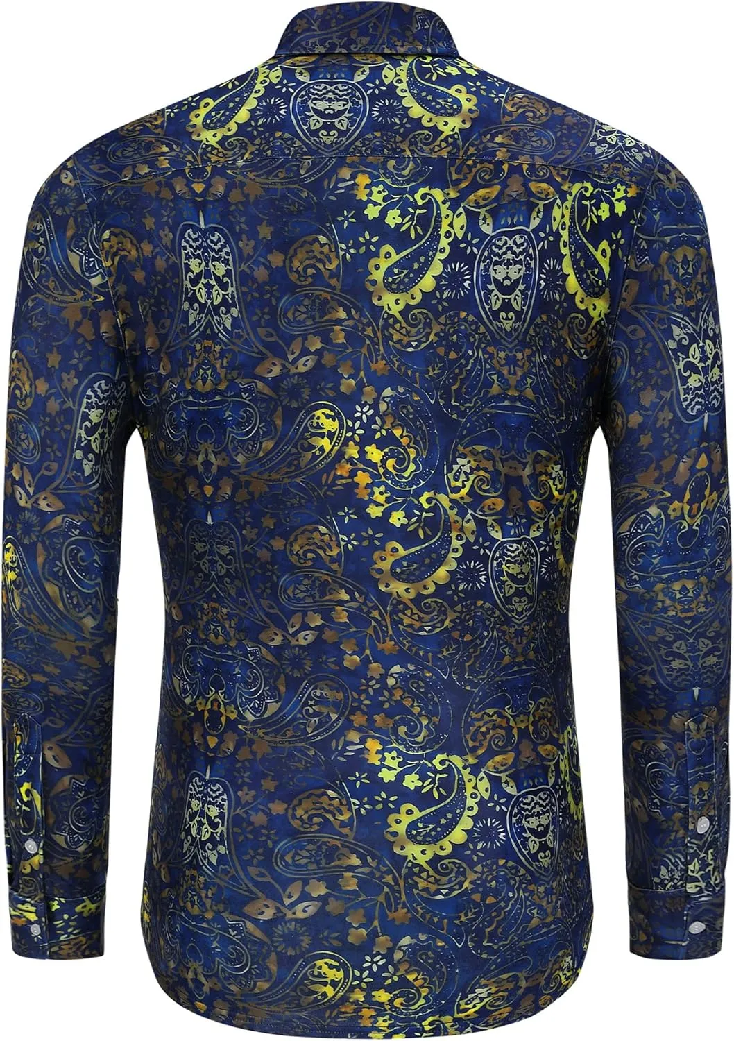 TURETRENDY Men's Paisley Floral Dress Shirt Long Sleeve Slim Fit Button Down Shirts for Prom Wedding Party