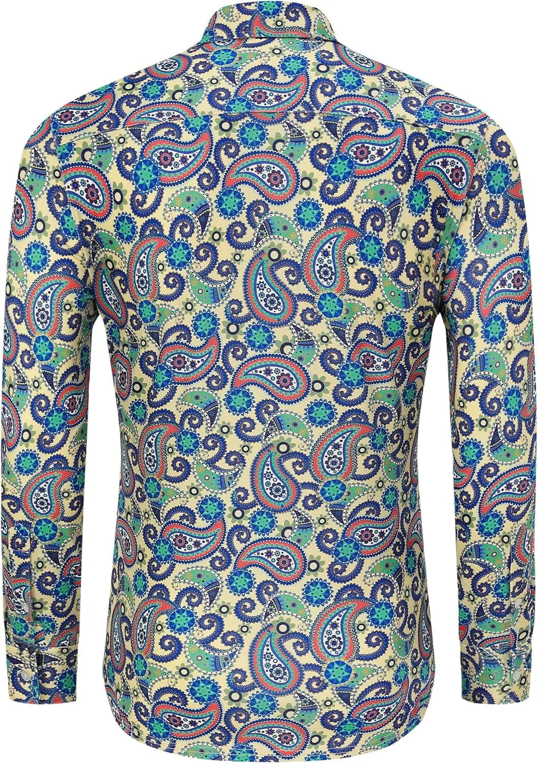 TURETRENDY Men's Paisley Floral Dress Shirt Long Sleeve Slim Fit Button Down Shirts for Prom Wedding Party