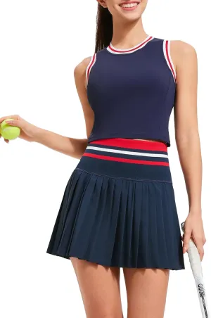 Two Piece Tennis Skirt Set for Women High Waisted Pleated Athletic Golf Skirt Sets Women 2 Piece Outfits with Pockets