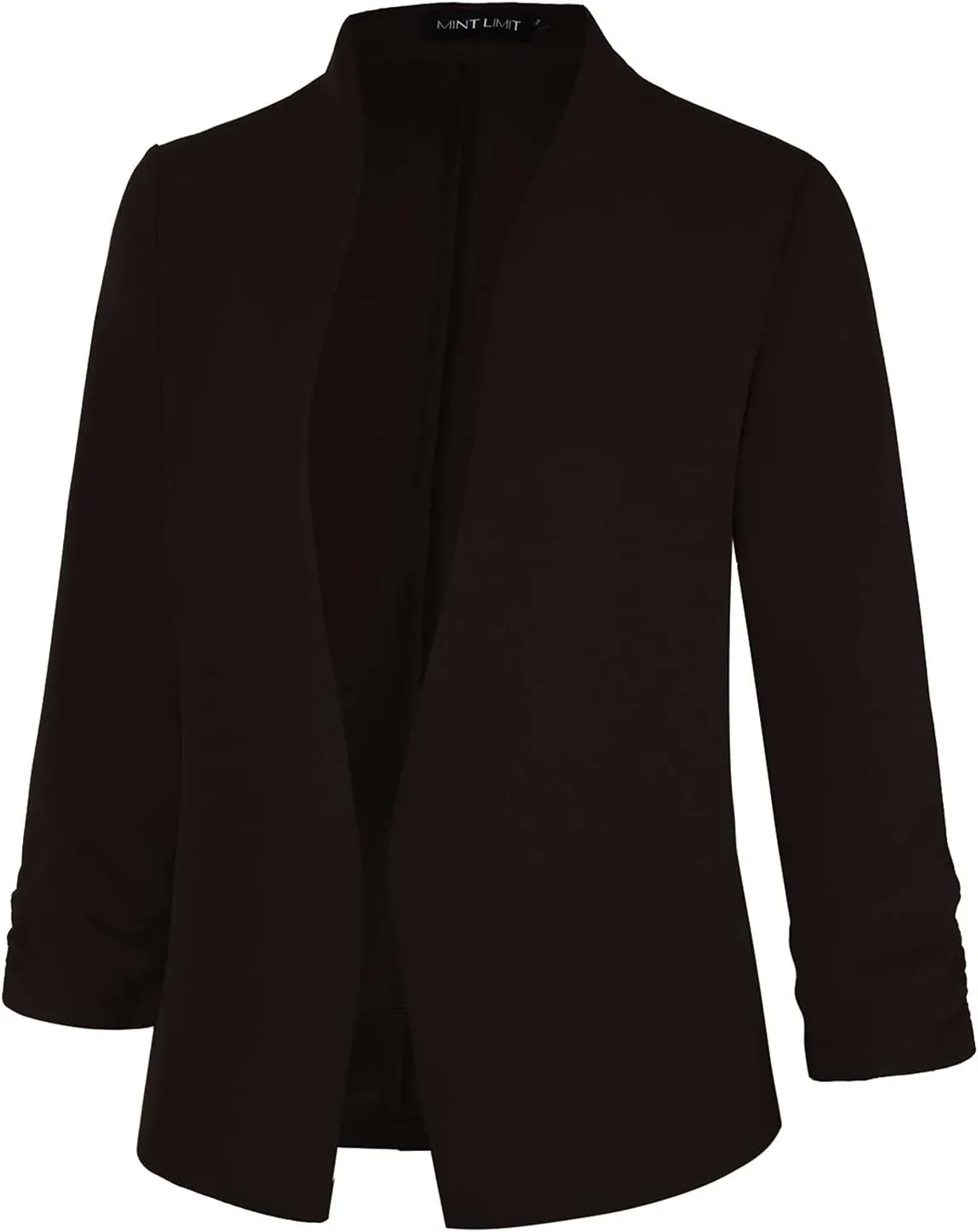 Unifizz Women's Collarless 3/4 Sleeve Lightweight Blazer Slim Work Office Business Jacket