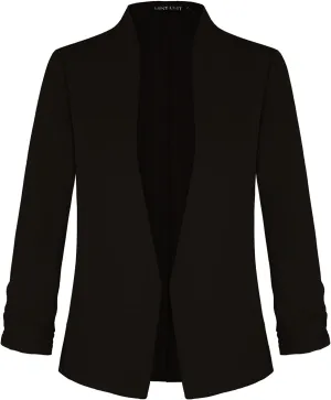 Unifizz Women's Collarless 3/4 Sleeve Lightweight Blazer Slim Work Office Business Jacket