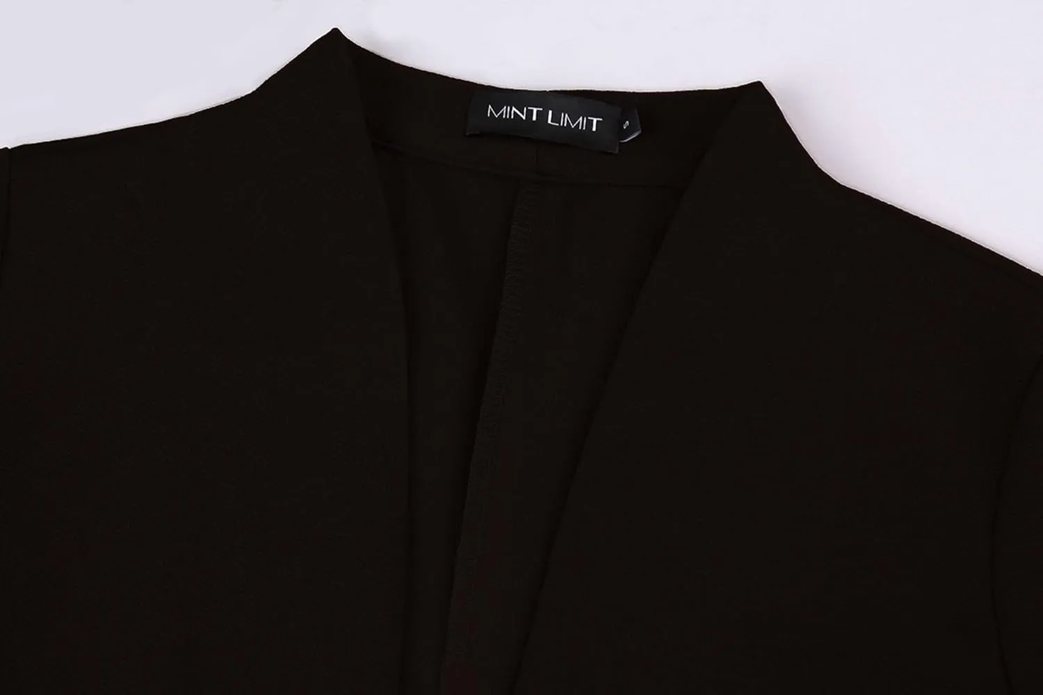 Unifizz Women's Collarless 3/4 Sleeve Lightweight Blazer Slim Work Office Business Jacket