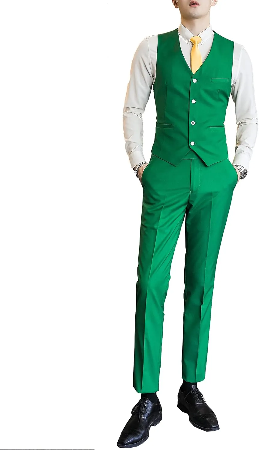 UNINUKOO Mens Suits 2 Piece Formal Suit Vest Pants with Tie Slim Fit Suits for Men Wedding Prom Tuxedo Dress Suit Set