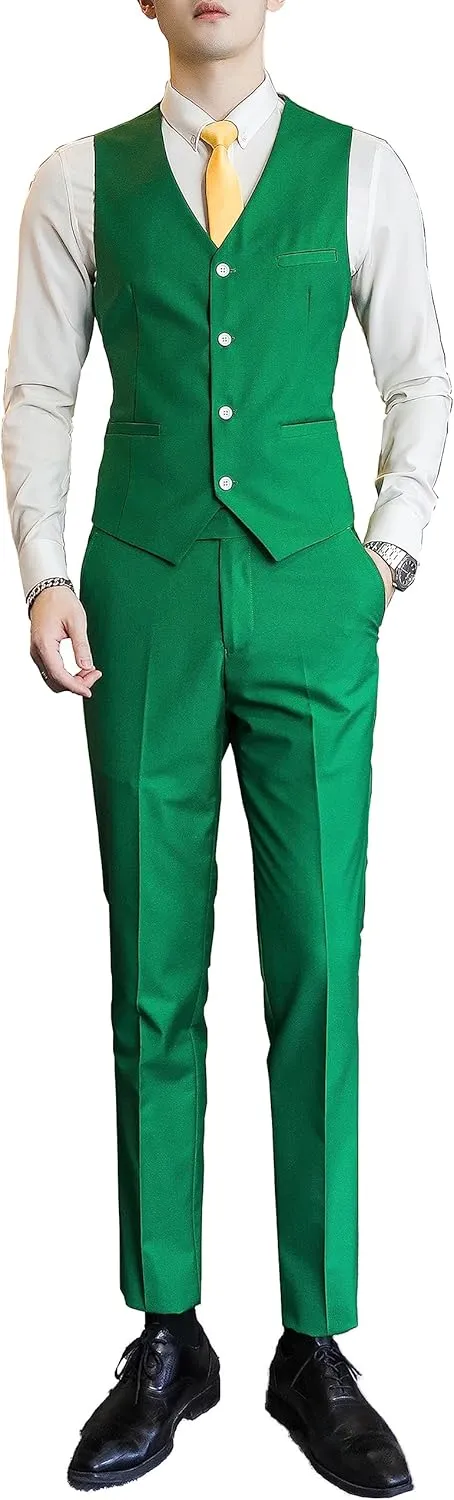 UNINUKOO Mens Suits 2 Piece Formal Suit Vest Pants with Tie Slim Fit Suits for Men Wedding Prom Tuxedo Dress Suit Set