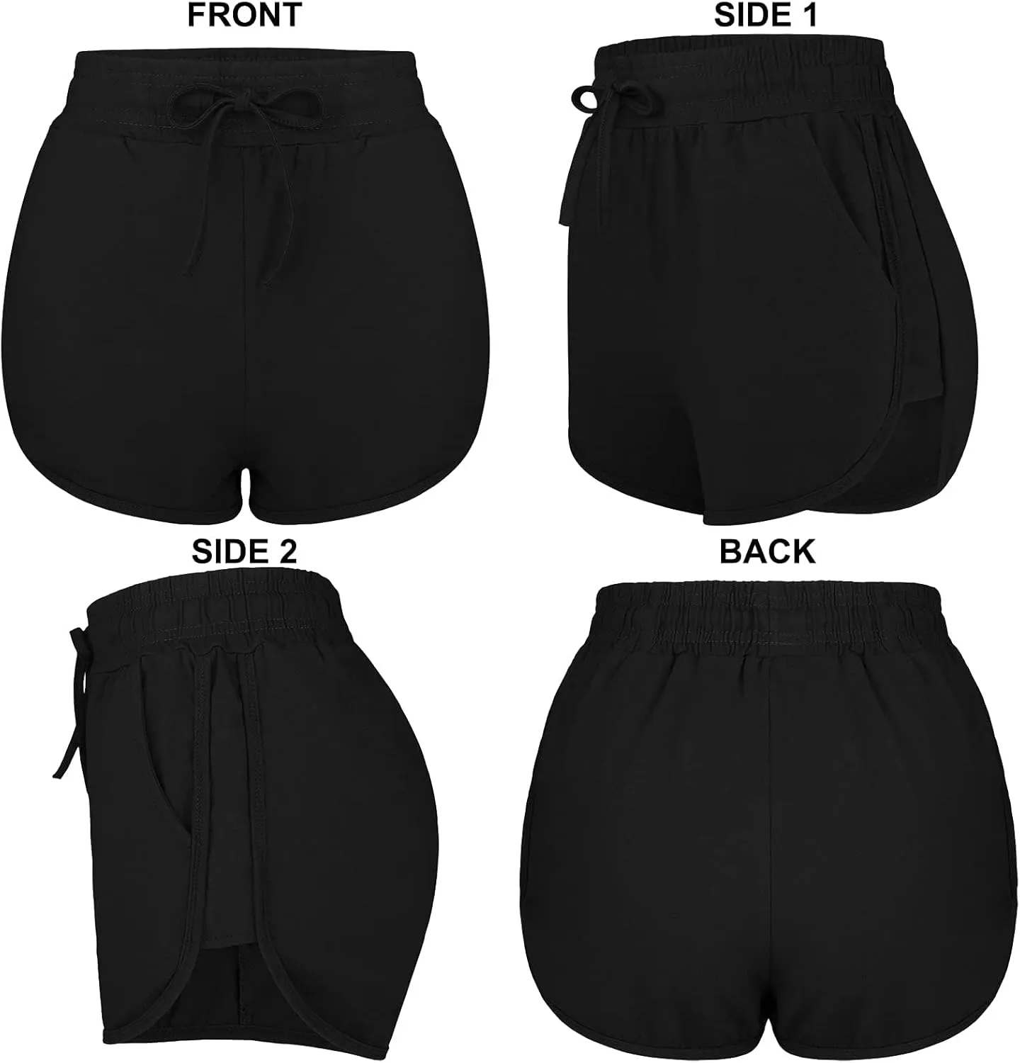 URATOT 2 Pack Cotton Yoga Short Women Summer Running Gym Sports Waistband Shorts with Pockets