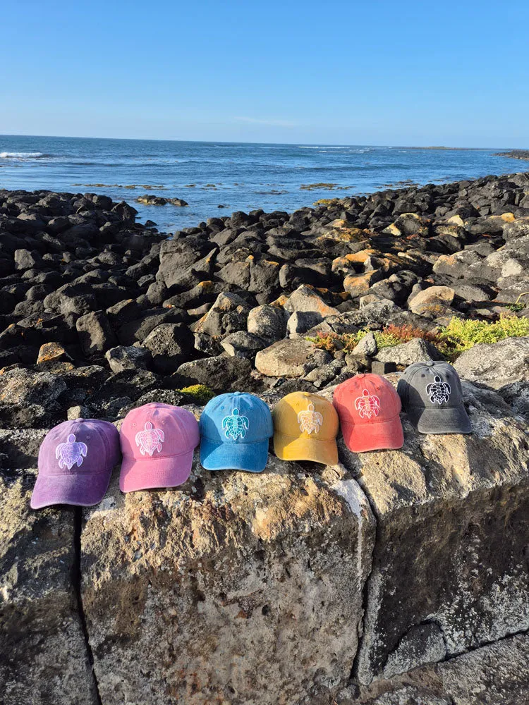 Vintage Washed Cap - 100% Cotton - Byron Bay - Turtle - Burnt Orange