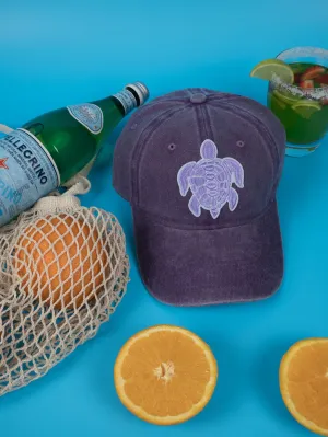 Vintage Washed Cap - 100% Cotton - Byron Bay - Turtle - Purple