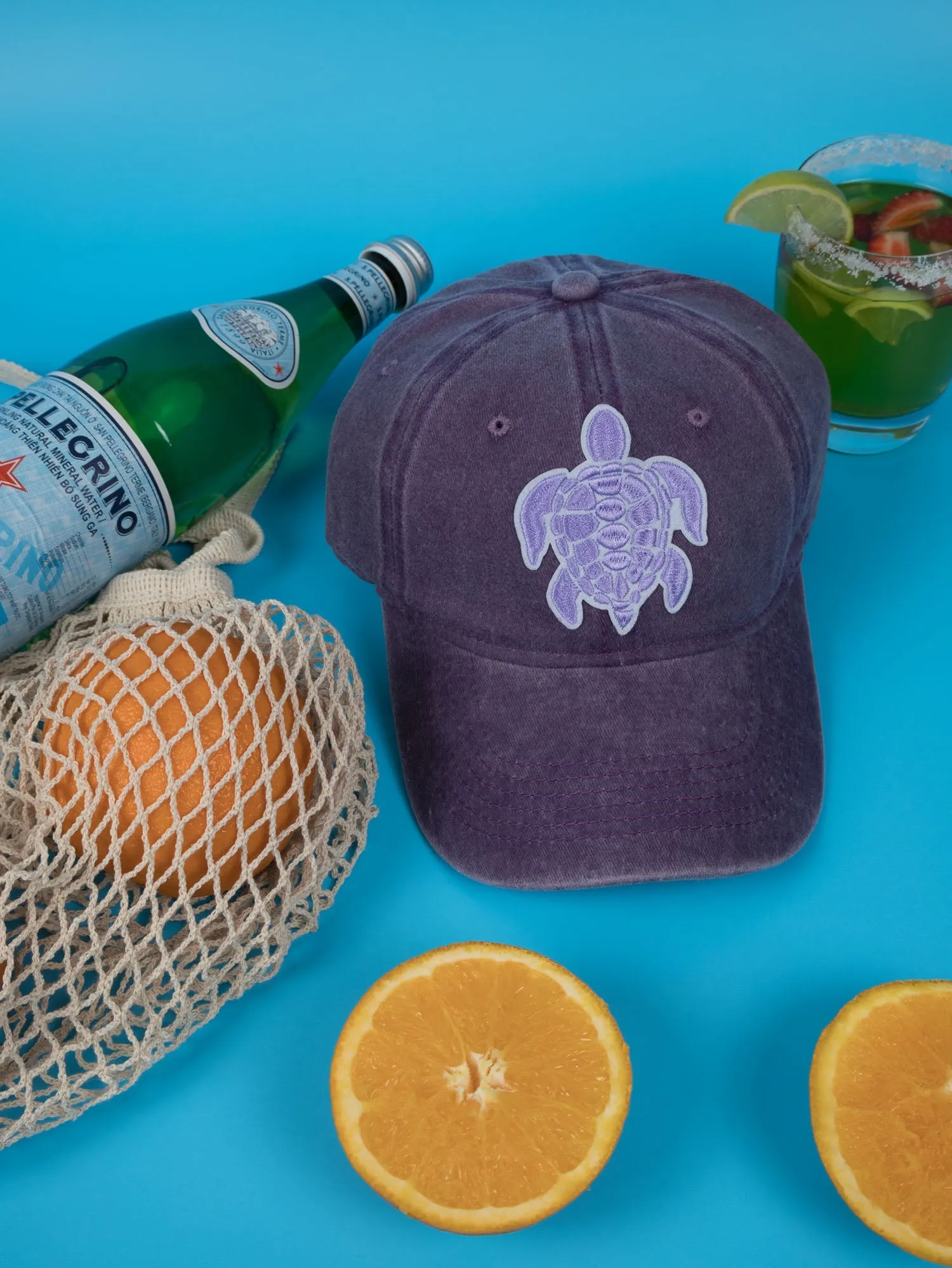 Vintage Washed Cap - 100% Cotton - Byron Bay - Turtle - Purple