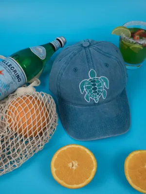 Vintage Washed Cap - 100% Cotton - Byron Bay - Turtle - Saltwater