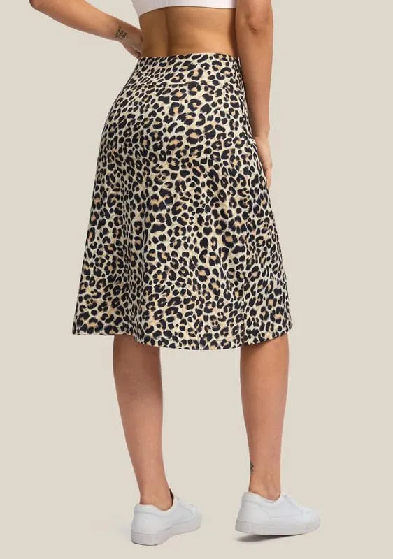 Viodia 25" Knee Length Skorts Skirts for Women with Zipper Pockets Stretchy Modest Aline Midi Skort for Casual Summer Travel