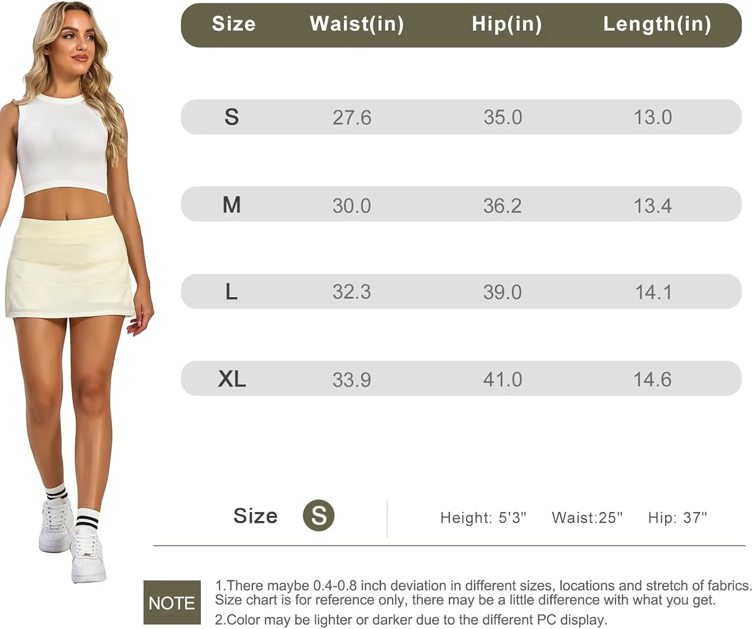 VIPONES Women Tennis Skirt Golf Skorts Athletic Mid-Rise with Pockets Inner Shorts Sport Workout Pleated Pickleball