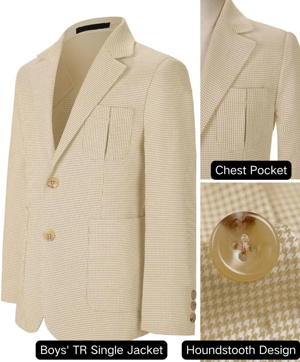Visaccy Kids Blazers for Boys Slim Fit Suit Blazer Boy Formal Single Breasted Closure School Jacket