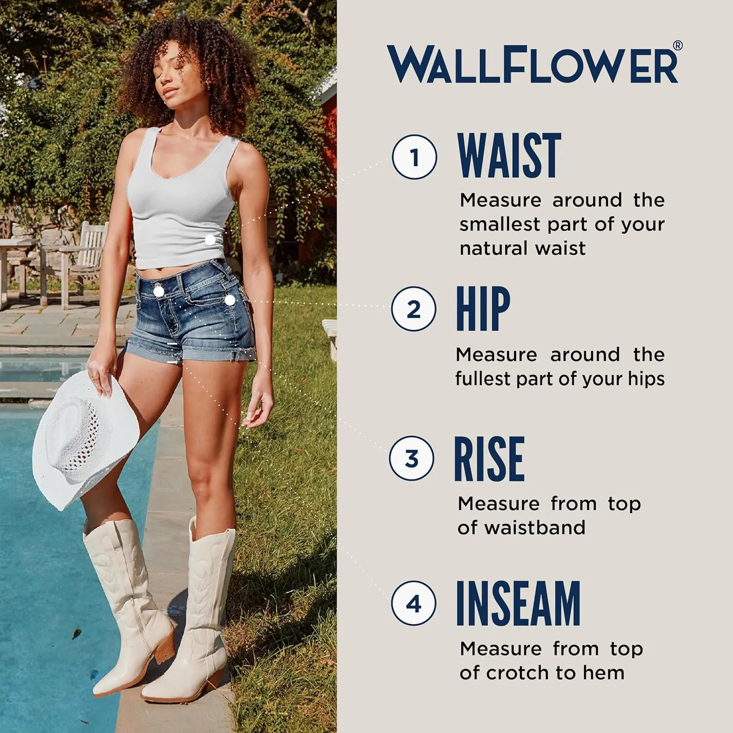 WallFlower Women's Pull On Bermuda Denim Shorts 9" High-Rise Insta Soft Juniors