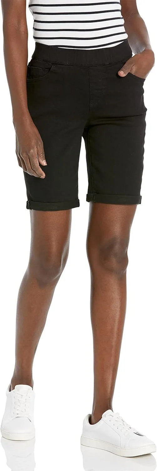 WallFlower Women's Pull On Bermuda Denim Shorts 9" High-Rise Insta Soft Juniors