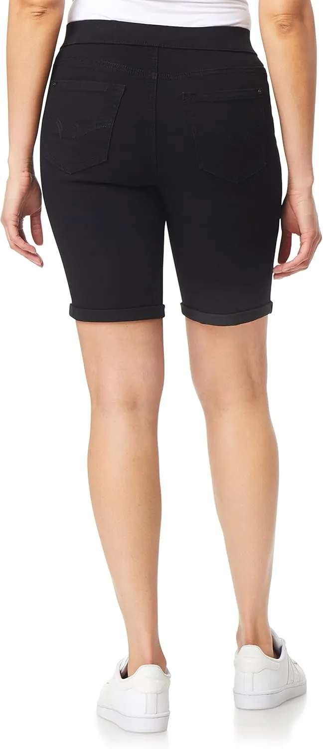 WallFlower Women's Pull On Bermuda Denim Shorts 9" High-Rise Insta Soft Juniors