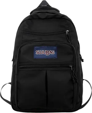 Waterproof 14 Inch Laptop Backpack Lightweight College Outdoor Hiking Travel Daypack with Anti-Theft Pocket (Black)