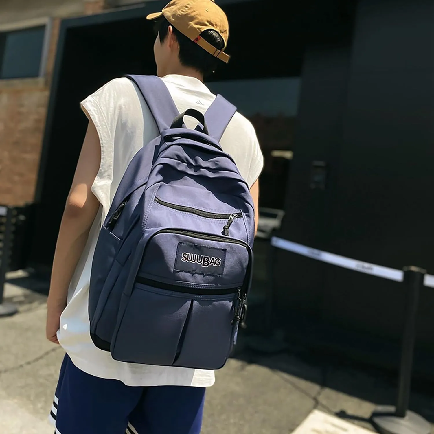 Waterproof 14 Inch Laptop Backpack Lightweight College Outdoor Hiking Travel Daypack with Anti-Theft Pocket (Blue)