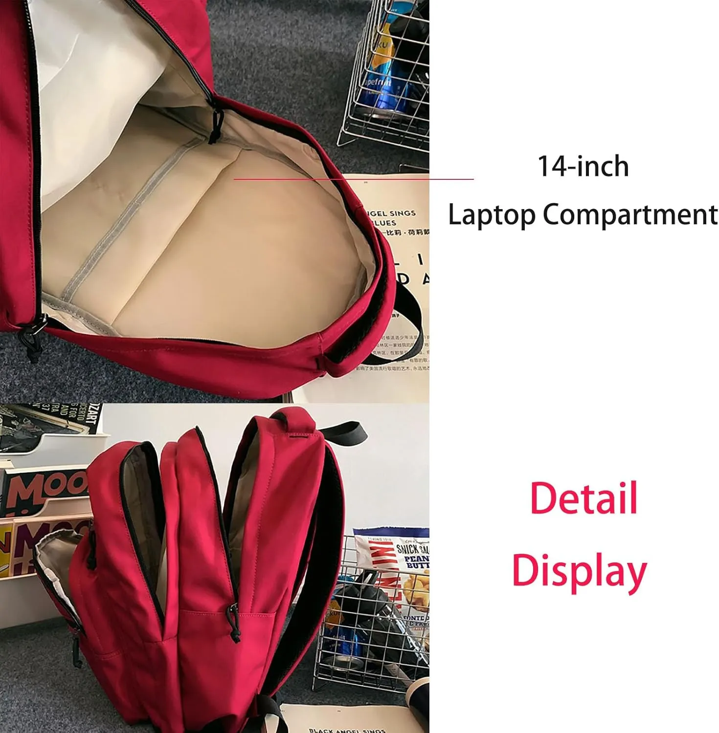 Waterproof 14 Inch Laptop Backpack Lightweight College Outdoor Hiking Travel Daypack with Anti-Theft Pocket (Blue)