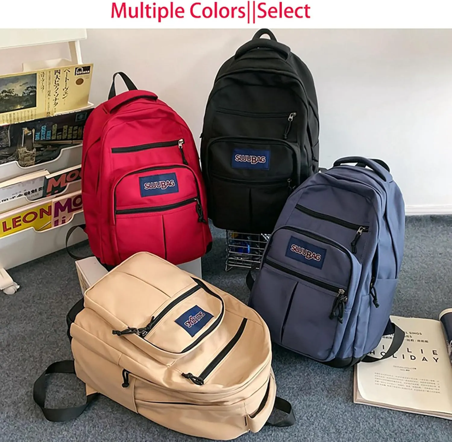 Waterproof 14 Inch Laptop Backpack Lightweight College Outdoor Hiking Travel Daypack with Anti-Theft Pocket (Blue)