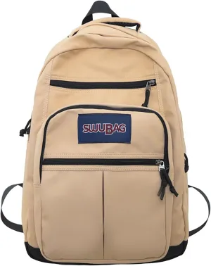 Waterproof 14 Inch Laptop Backpack Lightweight College Outdoor Hiking Travel Daypack with Anti-Theft Pocket (Khaki)