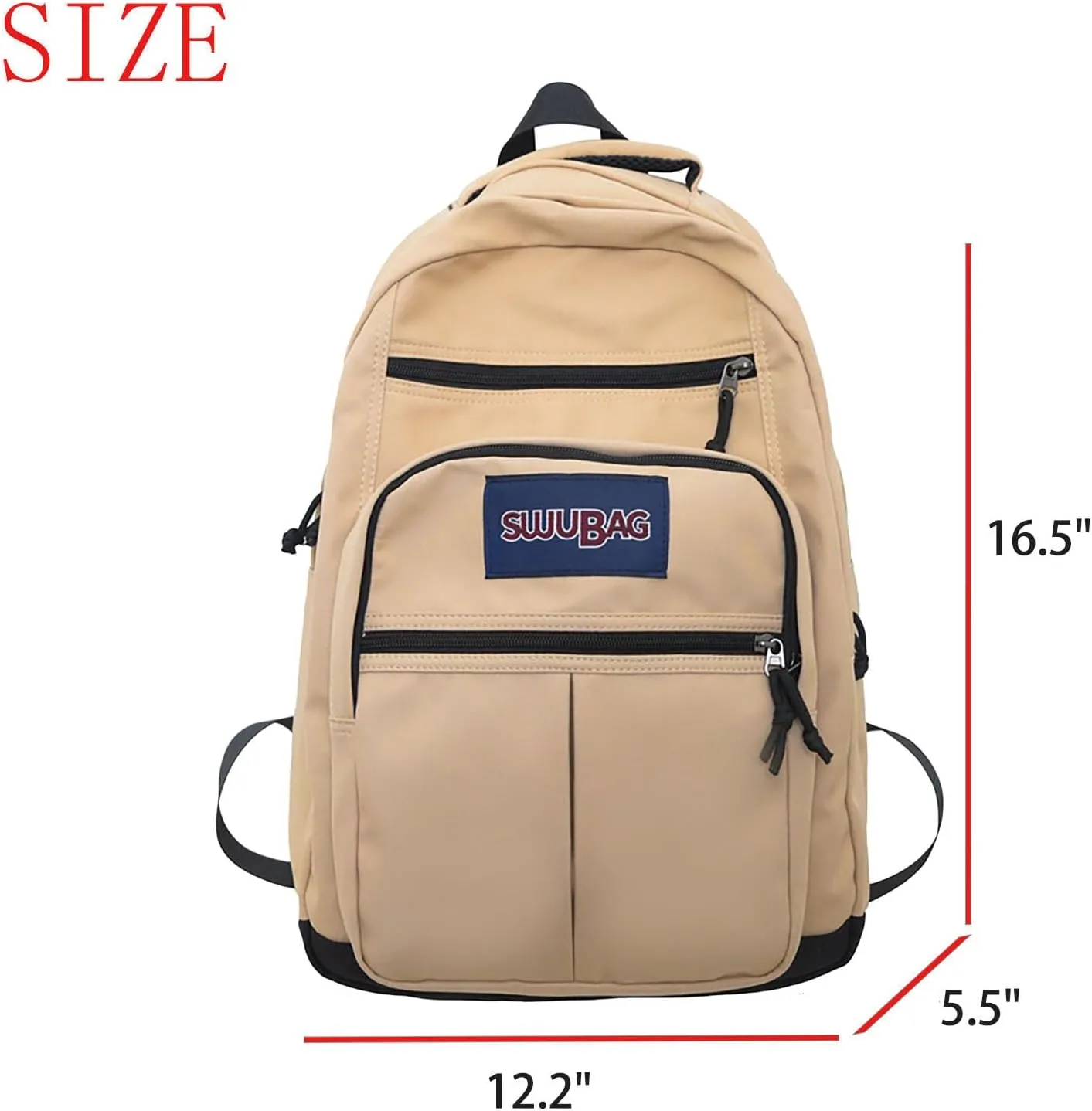 Waterproof 14 Inch Laptop Backpack Lightweight College Outdoor Hiking Travel Daypack with Anti-Theft Pocket (Khaki)