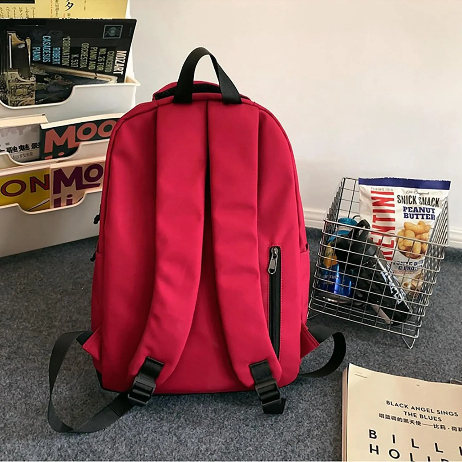 Waterproof 14 Inch Laptop Backpack Lightweight College Outdoor Hiking Travel Daypack with Anti-Theft Pocket (Red)