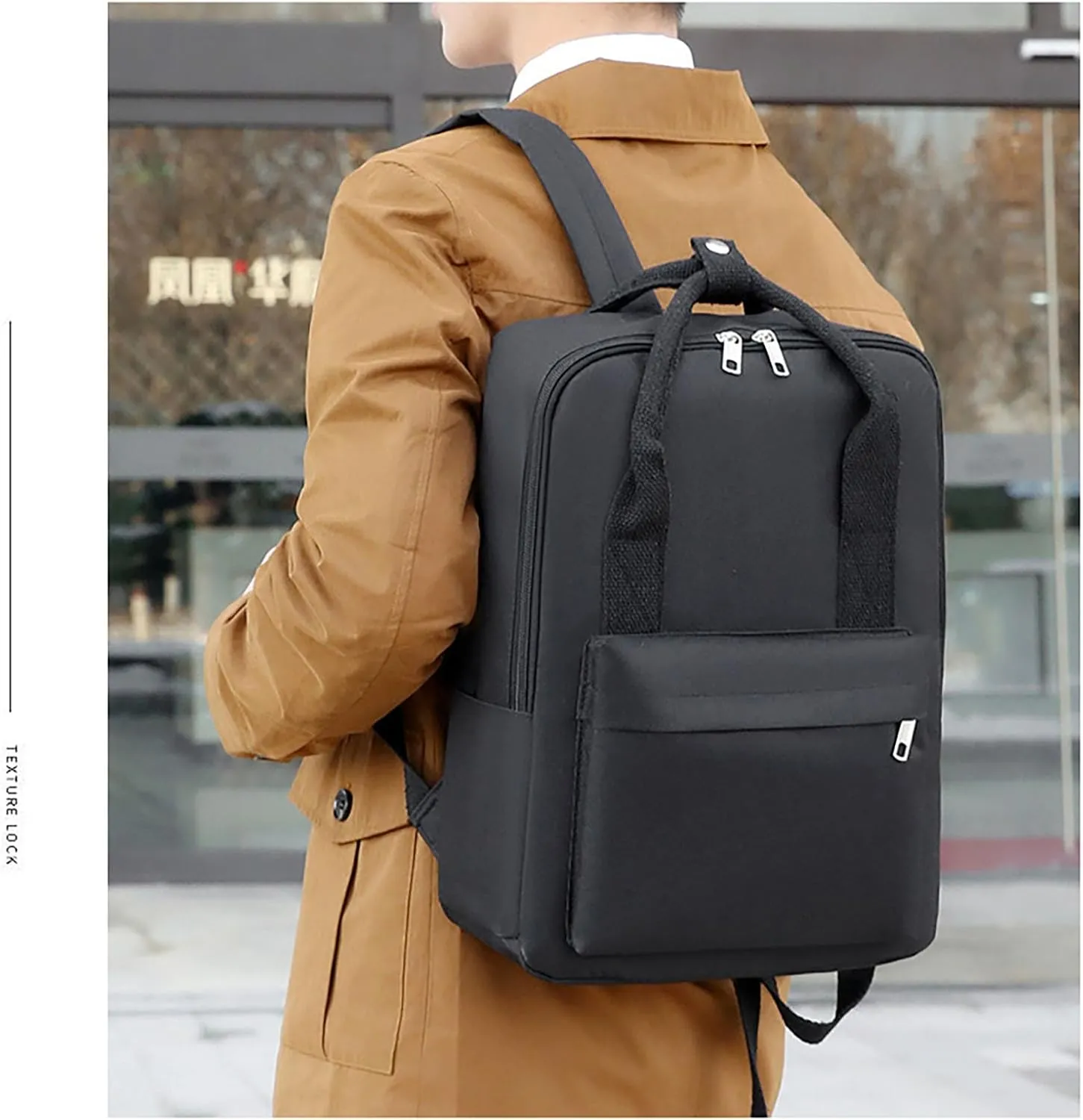 Waterproof 14 Inch Laptop Backpack Oxford College Business Travel Daypack for Men Women (Black)