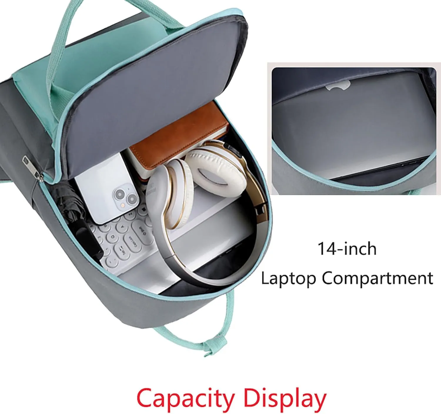 Waterproof 14 Inch Laptop Backpack Oxford College Business Travel Daypack for Men Women (Black)