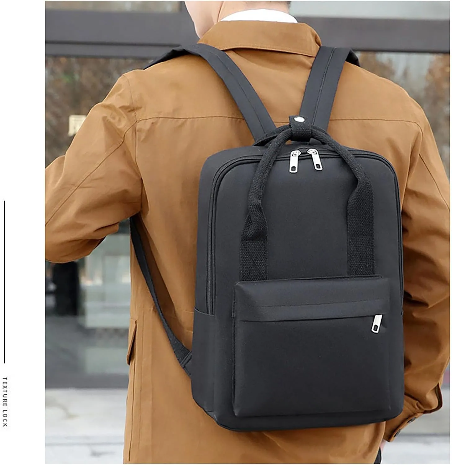 Waterproof 14 Inch Laptop Backpack Oxford College Business Travel Daypack for Men Women (Black)