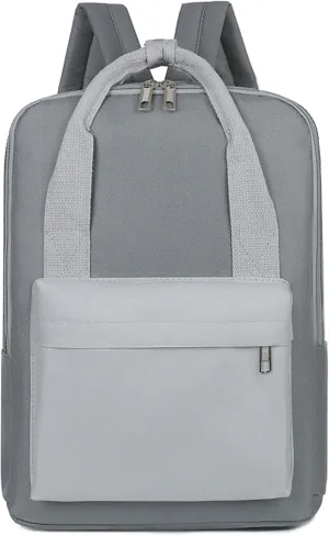 Waterproof 14 Inch Laptop Backpack Oxford College Business Travel Daypack for Men Women (Grey)