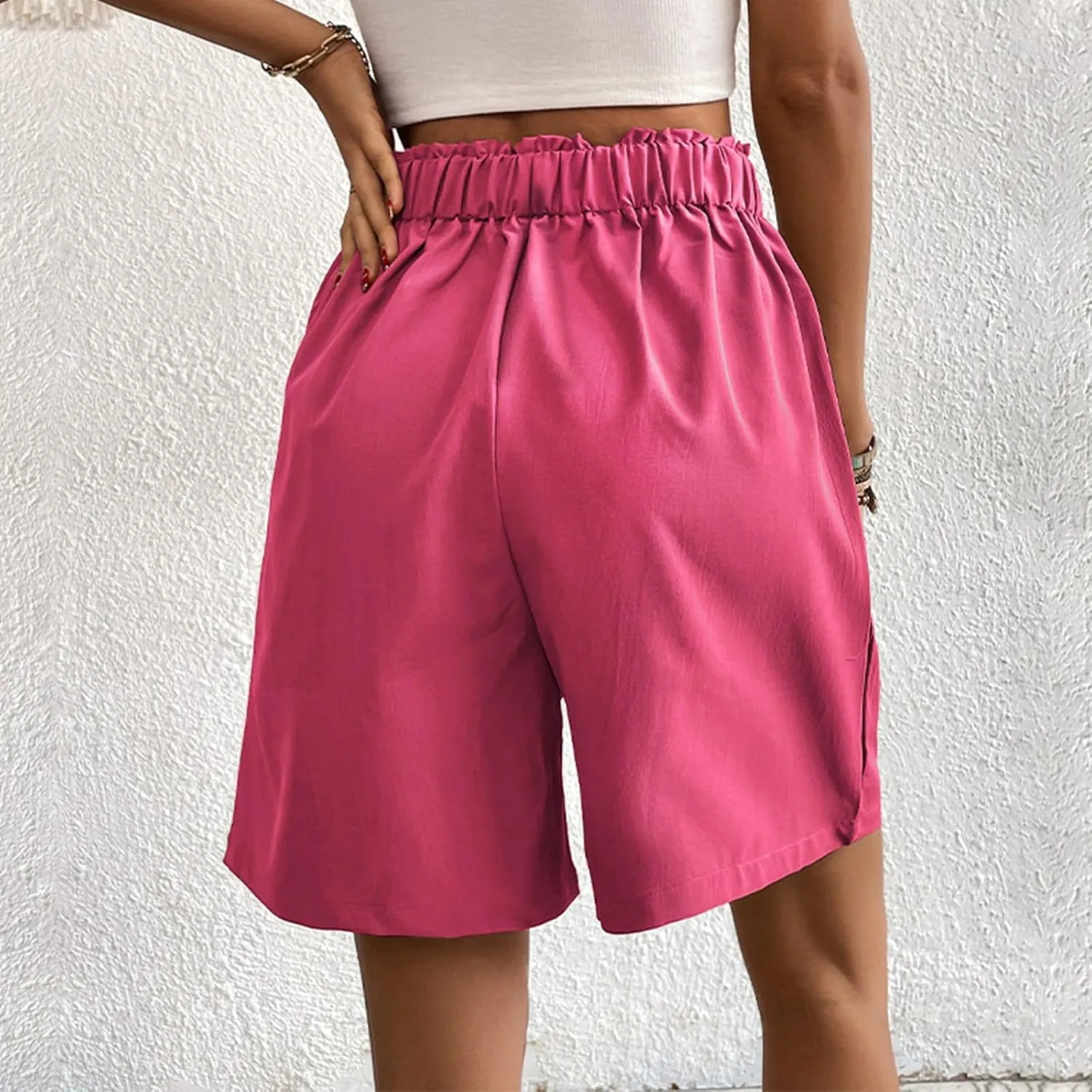 Wide Leg Shorts for Women 2024 Casual High Waisted Elegant Dress Shorts Lightweight Straight-Legs Short Trousers with Pockets